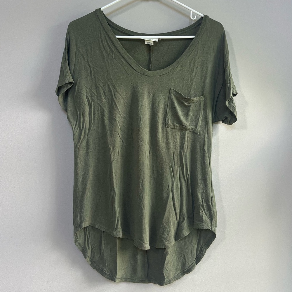 Belle Du Jour Sage Green Short Sleeve Top with Pocket Medium (M)